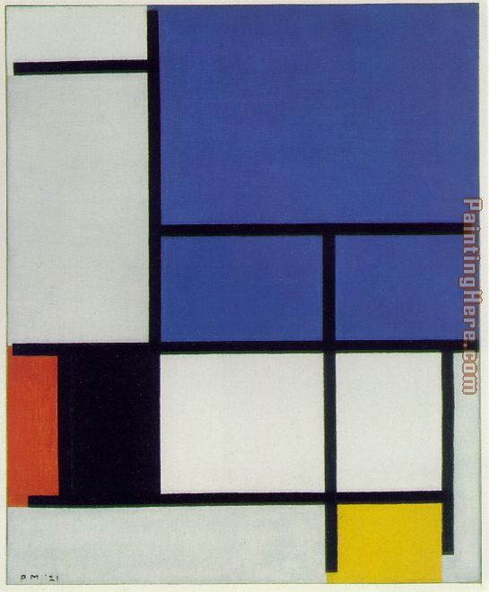 Piet Mondrian Composition with Large Blue Plane